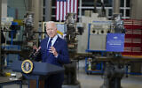 US President Joe Biden delivers remarks on the economy at the Cuyahoga Community College Metropolitan Campus, May 27, 2021, in Cleveland. (AP Photo/Evan Vucci)