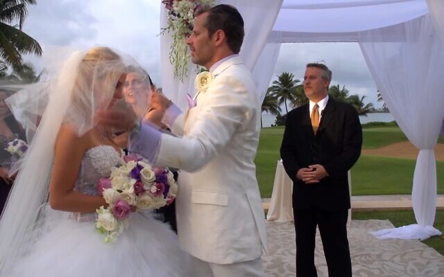 Screenshot of David and Leila Centner at their wedding, from an undated video. (Via JTA) Screenshot of David and Leila Centner at their wedding, from an undated video. (Via JTA)