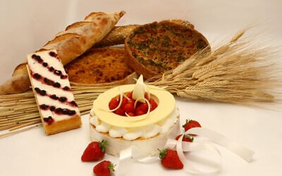 Illustrative: A display of cheesecakes at a bakery in Netanya. (Chen Leopold/Flash 90)