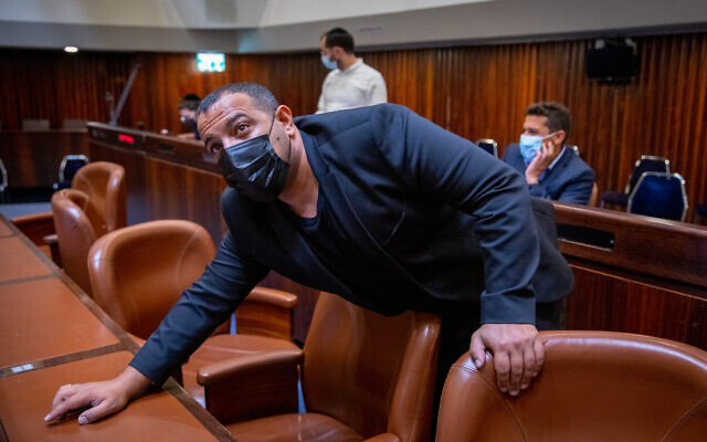 Yamina's Abir Kara at the Knesset on April 5, 2021. (Olivier Fitousi/Flash90)