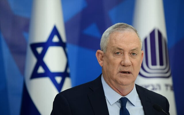 Defense Minister Benny Gantz, during a press conference in Tel Aviv, April 22, 2021. (Tomer Neuberg/Flash90) Defense Minister Benny Gantz, during a press conference in Tel Aviv, April 22, 2021. (Tomer Neuberg/Flash90)