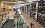 The empty departure halls of Ben Gurion International Airport, April 19, 2021. (Nati Shohat/FLASH90)