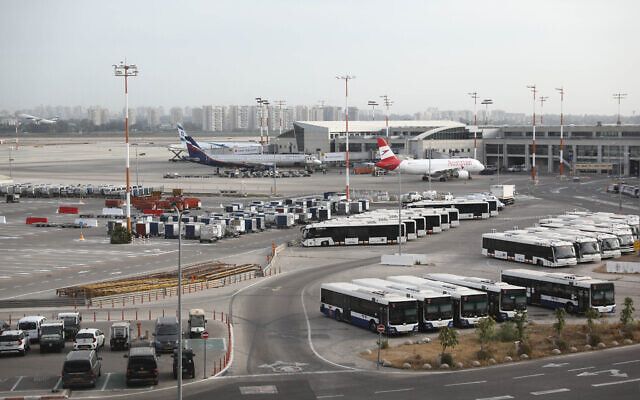 Planes at Ben Gurion International Airport, on May 7, 2021. (Yossi Aloni/Flash90)