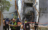An Ashdod home hit by a rocket fired from the Gaza Strip on May 17, 2021 (Flash90)