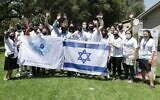 Participants in the first post-COVID Birthright Israel trip, after landing in Israel after a year-long hiatus for the organization, on May 24, 2021. (Erez Uzir/Courtesy)