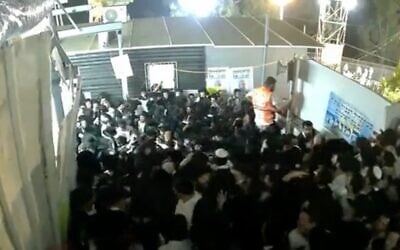 Screen capture from video of the disaster during Lag B'Omer celebratons at Mount Meron, on April 30, 2021. (Channel 12)