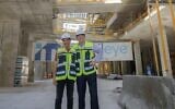 Intel CEO Pat Gelsinger tours Mobileye's new headquarters building in Jerusalem on May 2, 2021 with Mobileye CEO Amnon Shashua. (Courtesy: Intel)