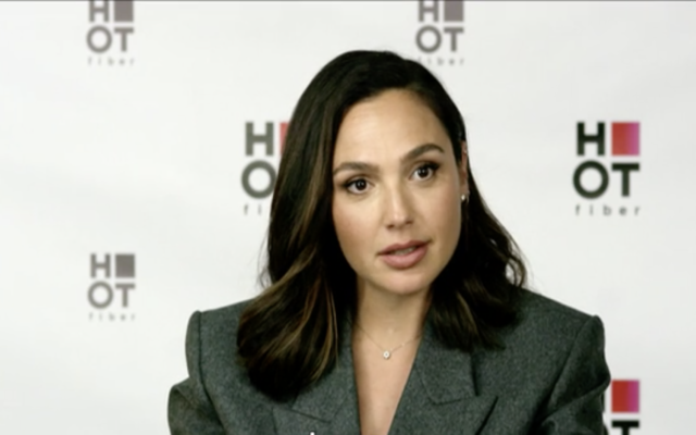 Gal Gadot in an interview with Channel 12 News on May 9, 2021. (Screen capture: Channel 12 News).