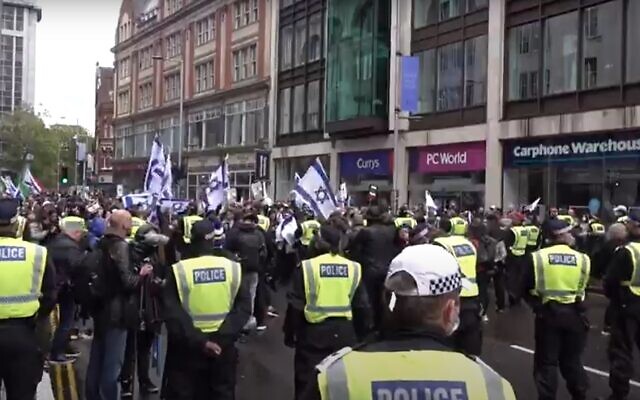 A pro-Israel demonstration in London, May 23, 2021. (Screnshot: Twitter)
