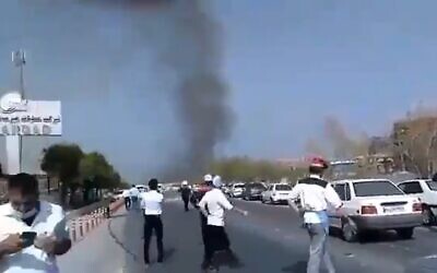 The aftermath of an explosion at a petrochemical facility in the city of Asaluyehin in the Bushehr province in southern Iran, May 26, 2021. (Screenshot: Twitter)