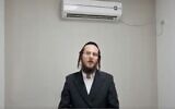 Screen capture from video of Yoel Schlezinger describing the events at Mount Meron, May 2, 2021. (Twitter)