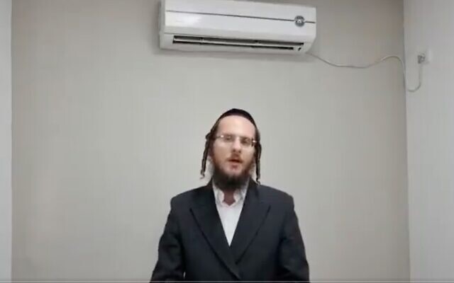 Screen capture from video of Yoel Schlezinger describing the events at Mount Meron, May 2, 2021. (Twitter) Screen capture from video of Yoel Schlezinger describing the events at Mount Meron, May 2, 2021. (Twitter)