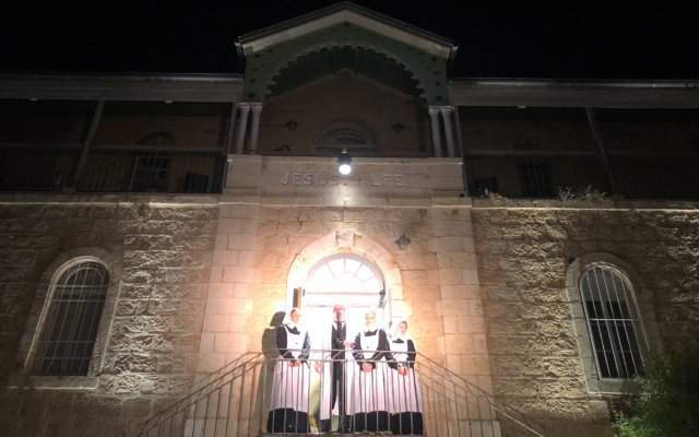 From the original play, 'A Wedding in Time of Plague' at Hansen House in Jerusalem; the play will be performed throughout the summer (Jessica Steinberg/Times of Israel)