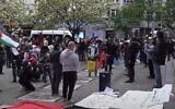 Demonstrators at a pro-Palestinian rally in Berlin, May 12, 2021 (video screenshot)