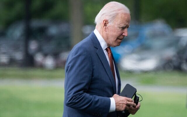 US President Joe Biden walks away from Marine One, after arriving on the Ellipse next to the White House in Washington, June 4, 2021. (Saul Loeb/AFP) US President Joe Biden walks away from Marine One, after arriving on the Ellipse next to the White House in Washington, June 4, 2021. (Saul Loeb/AFP)