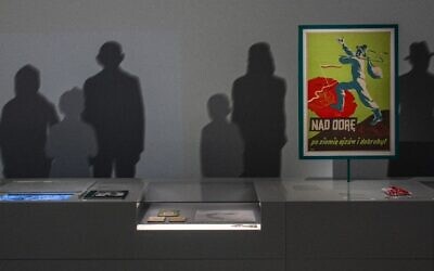 View of a poster dated 1946 exhorting Poles from central and eastern Poland to move to the newly acquired western territories at the 'Displacement and Expulsion of Germans' exhibition in the 'Documentation Centre for Displacement, Expulsion and Reconciliation' in Berlin taken on June 18, 2021 (John MACDOUGALL / AFP)