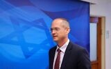 File: Then-Agriculture Minister Oded Forer arrives at a cabinet meeting, in Jerusalem on June 20, 2021. (EMMANUEL DUNAN / AFP)