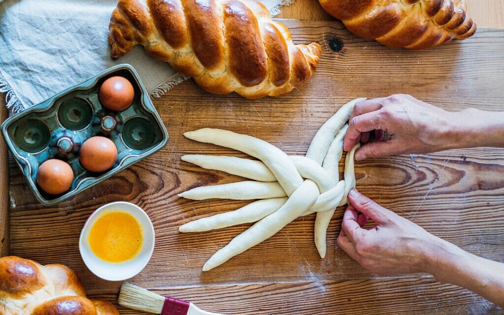 Swiss challah baker Katharina Arrigoni's five-strand spiral challah has earned her 70,000 Instagram followers. (Courtesy/ via JTA)