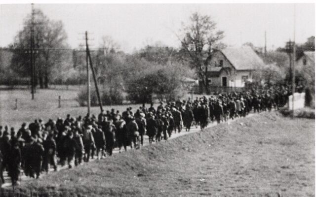 An undated clandestine image of a Nazi-led forced march. (Courtesy US Holocaust Memorial Museum)