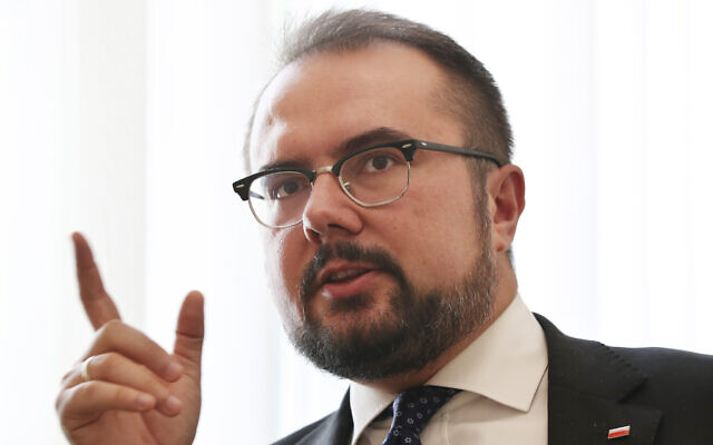 Polish Deputy Foreign Minister Paweł Jabłoński speaks to The Associated in Warsaw, Poland, September 8, 2020. (AP Photo/Czarek Sokolowski) Polish Deputy Foreign Minister Paweł Jabłoński speaks to The Associated in Warsaw, Poland, September 8, 2020. (AP Photo/Czarek Sokolowski)