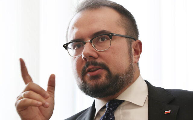Polish Deputy Foreign Minister Paweł Jabłoński speaks to The Associated Press in Warsaw, Poland, September 8, 2020. (AP Photo/Czarek Sokolowski) Polish Deputy Foreign Minister Paweł Jabłoński speaks to The Associated Press in Warsaw, Poland, September 8, 2020. (AP Photo/Czarek Sokolowski)