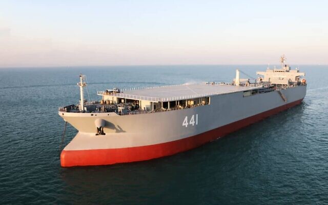 This photo released on Tuesday, Jan. 12, 2021 by the Iranian Army, shows Iran-made warship Makran (Iranian Army via AP) This photo released on Tuesday, Jan. 12, 2021 by the Iranian Army, shows Iran-made warship Makran (Iranian Army via AP)