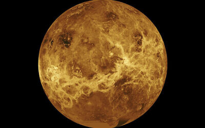 This image made available by NASA shows the planet Venus made with data from the Magellan spacecraft and Pioneer Venus Orbiter. (NASA/JPL-Caltech via AP)