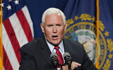 Former US vice president Mike Pence speaks at the annual Hillsborough County NH GOP Lincoln-Reagan Dinner, June 3, 2021, in Manchester, New Hampshire. (AP Photo/Elise Amendola)