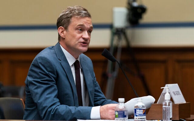 Author Patrick Radden Keefe testifies before a House Oversight Committee hearing on legislation inspired by the bankruptcy case of Purdue Pharma and the members of the wealthy Sackler family that own it, on Capitol Hill, June 8, 2021, in Washington. (AP Photo/Manuel Balce Ceneta)