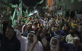 Palestinians gather during a Hamas rally in Gaza City, June 9, 2021. (AP Photo/Felipe Dana)