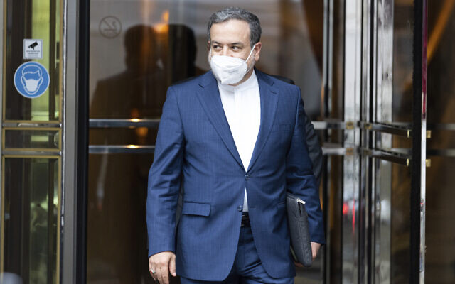 Iranian Deputy Foreign Minister Abbas Araghchi leaves the 'Grand Hotel Vienna' where closed-door nuclear talks take place in Vienna, Austria, June 12, 2021. (Florian Schroetter/AP) Iranian Deputy Foreign Minister Abbas Araghchi leaves the 'Grand Hotel Vienna' where closed-door nuclear talks take place in Vienna, Austria, June 12, 2021. (Florian Schroetter/AP)