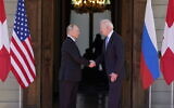 President Joe Biden and Russian President Vladimir Putin arrive to meet at the 'Villa la Grange' on Wednesday, June 16, 2021, in Geneva, Switzerland. (AP Photo/Patrick Semansky)