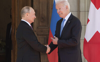 President Joe Biden and Russian President Vladimir Putin, arrive to meet at the 'Villa la Grange' on June 16, 2021, in Geneva, Switzerland. (Saul Loeb/Pool via AP)