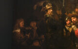 Detail of the Night Watch's left side, showing how Rembrandt's biggest painting just got bigger with the help of artificial intelligence in Amsterdam, Netherlands, June 23, 2021. (AP Photo/Peter Dejong)