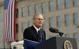 Former defense secretary Donald Rumsfeld speaks at the dedication of Pentagon Memorial, September 11, 2008. (AP Photo/Pablo Martinez Monsivais, File)