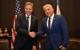 US Secretary of State Antony Blinken and then-Opposition chairman Yair Lapid in Jerusalem on May 25, 2021. (Yair Lapid/Twitter)
