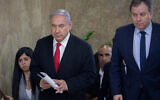Benjamin Netanyahu arrives to the weekly cabinet meeting at the Prime Minister's Office in Jerusalem on June 10, 2018. (Yonatan Sindel/Flash90/File)