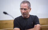 Meir Abergil of the Abergil crime family, seen in the District Court in Tel Aviv on July 18, 2018, (Miriam Alster/Flash90)