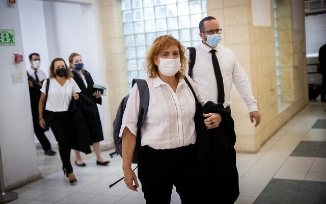 Liat Ben-Ari, the top prosecutor in Prime Minister Benjamin Netanyahu's corruption trial, and other prosecutors arrive at the Jerusalem District Court on May 31, 2021. (Yonatan Sindel/Flash90) Liat Ben-Ari, the top prosecutor in Prime Minister Benjamin Netanyahu's corruption trial, and other prosecutors arrive at the Jerusalem District Court on May 31, 2021. (Yonatan Sindel/Flash90)
