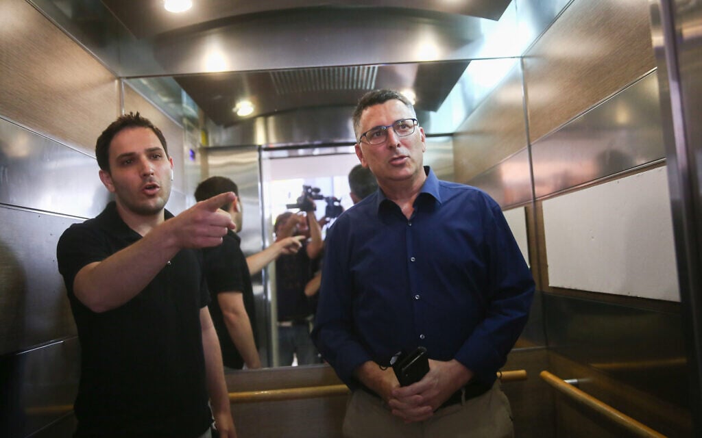 Head of the New Hope party Gideon Sa'ar arrives at the Maccabiah village in Ramat Gan, June 01, 2021. (Miriam Alster/Flash90)