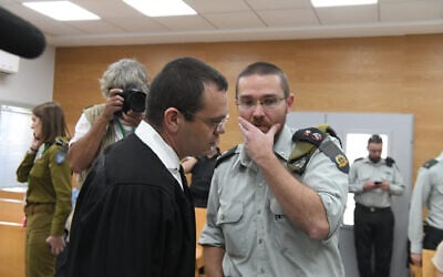 The attorney for the family of a Military Intelligence officer who died in prison attends a hearing at the military court at IDF headquarter in Tel Aviv, on June 7, 2021. (Flash90)
