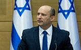 Prime Minister Naftali Bennett at the Knesset on June 13, 2021 (Yonatan Sindel/Flash90)