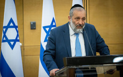 Shas party leader Aryeh Deri speaks during a meeting of the right-wing and religious opposition parties at the Knesset, June 14, 2021. (Yonatan Sindel/Flash90) Shas party leader Aryeh Deri speaks during a meeting of the right-wing and religious opposition parties at the Knesset, June 14, 2021. (Yonatan Sindel/Flash90)