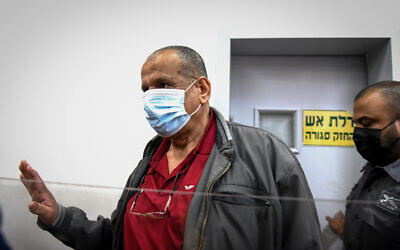 Sheikh Yusuf Albaz appears for a hearing at the Rishon Lezion Magistrate's Court on June 17, 2021. (Flash90)