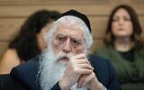 MK Meir Porush attends a Knesset Arrangements Committee meeting in Jerusalem on June 21, 2021. (Yonatan Sindel/Flash90)