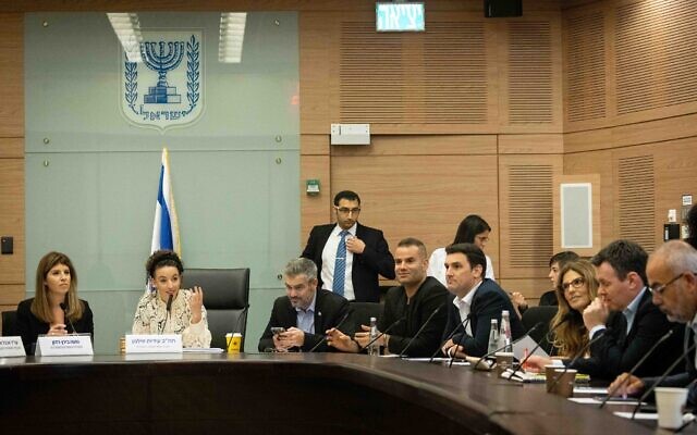 MK Idit Silman (2nd left), head of the Knesset Arrangements Committee, leads a committee meeting at the Knesset in Jerusalem on June 23, 2021. (Yonatan Sindel/ Flash90) MK Idit Silman (2nd left), head of the Knesset Arrangements Committee, leads a committee meeting at the Knesset in Jerusalem on June 23, 2021. (Yonatan Sindel/ Flash90)