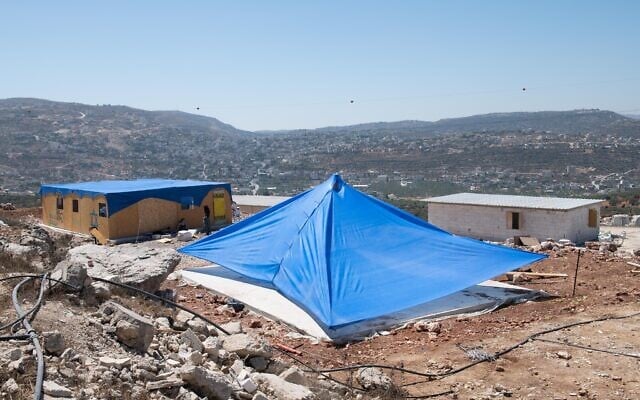 The illegal settlement outpost of Evyatar, in the West Bank, on June 27, 2021. (Sraya Diamant/Flash90) The illegal settlement outpost of Evyatar, in the West Bank, on June 27, 2021. (Sraya Diamant/Flash90)