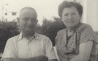 Hugo and Lucie Mendel on the balcony of their Tel Aviv apartment prior to Hugo's suicide in 1957. (Courtesy of Emanuel Rosen)