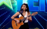 Lucia sings Hatikva at her Uruguay Got Talent audition on June 1, 2021. (Screen capture/YouTube)