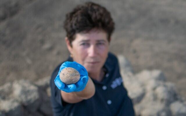 Israel Antiquities Authority archaeologist Alla Nagorsky with the 1,000-year-old egg that was retrieved in Yavne.
(Yoli Schwartz/Israel Antiquities Authority) Israel Antiquities Authority archaeologist Alla Nagorsky with the 1,000-year-old egg that was retrieved in Yavne.
(Yoli Schwartz/Israel Antiquities Authority)